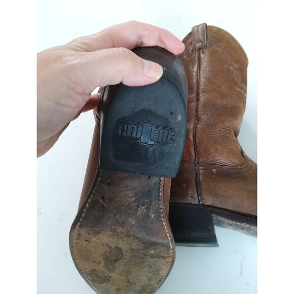 Vintage Abilene Western Riding Boots Men's 8 W 9.5 Brown Leather - Picture 5 of 8